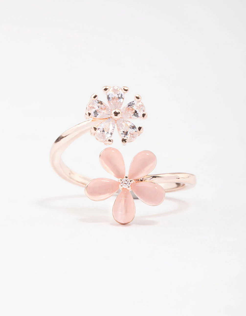 Rose Gold Double Daisy Wrap Ring - Image 3