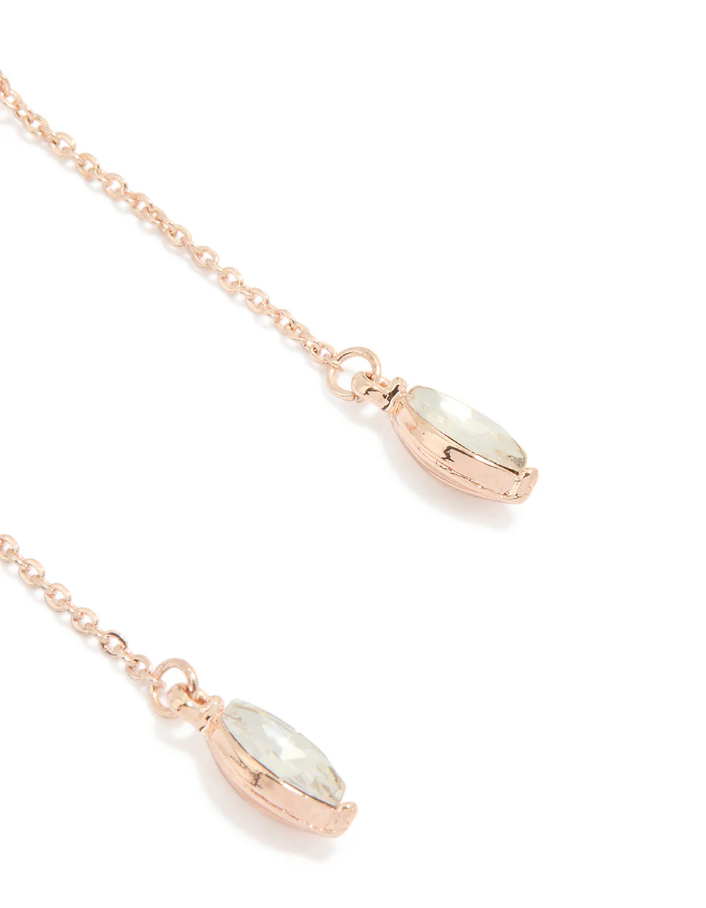 Rose Gold Double Flower Drop Earrings - Image 3
