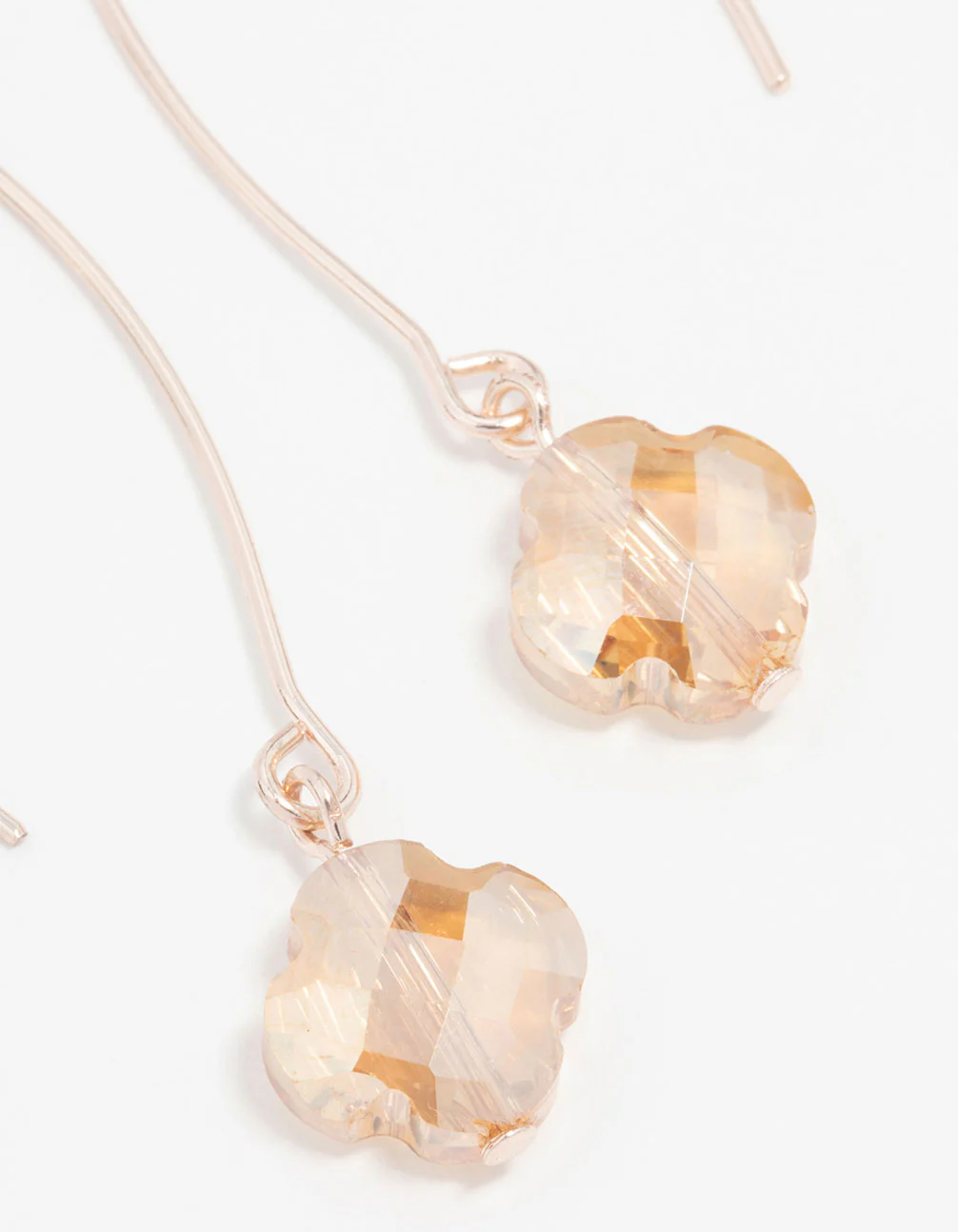 Rose Gold Fine Flower Drop Earrings - Image 4