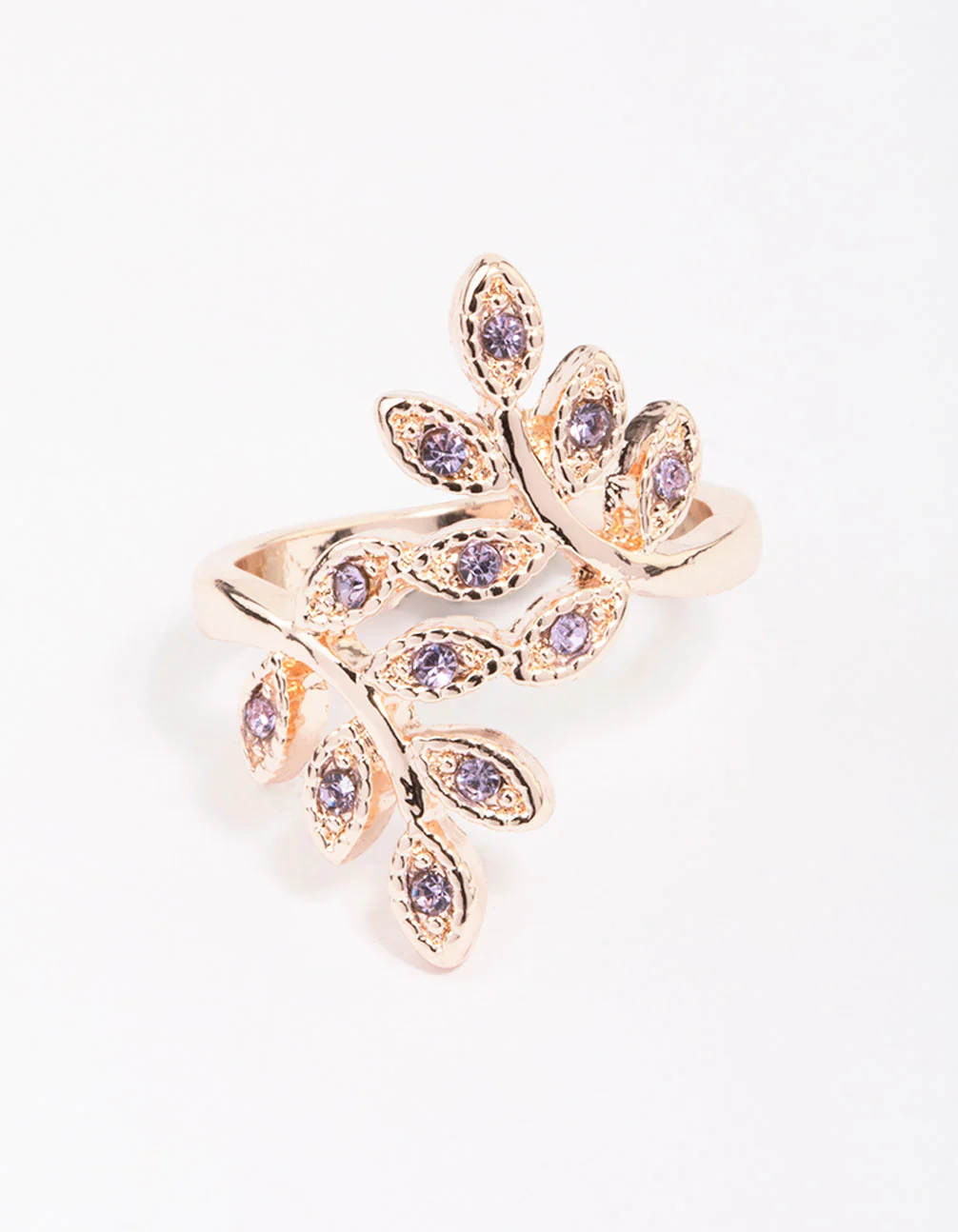 Rose Gold Floral Leaf Wrap Ring - Image 3