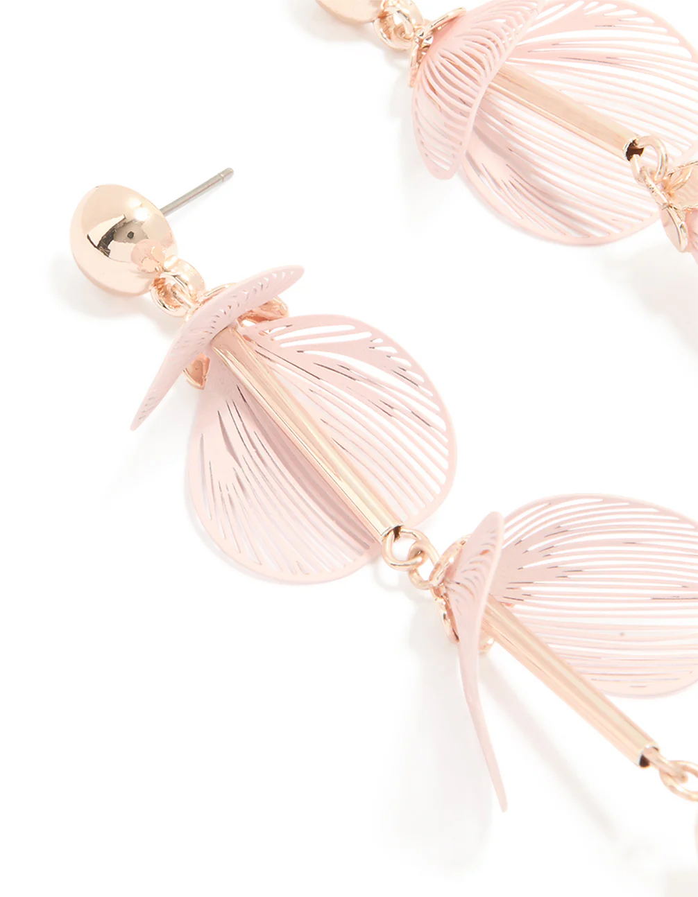 Rose Gold Flower Drop Earrings - Image 2