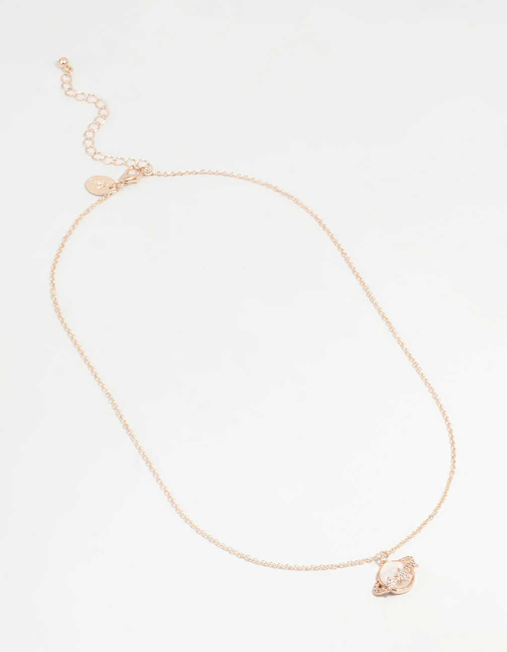 Rose Gold Genuine Shell Planet Pendant Necklace - Image 2