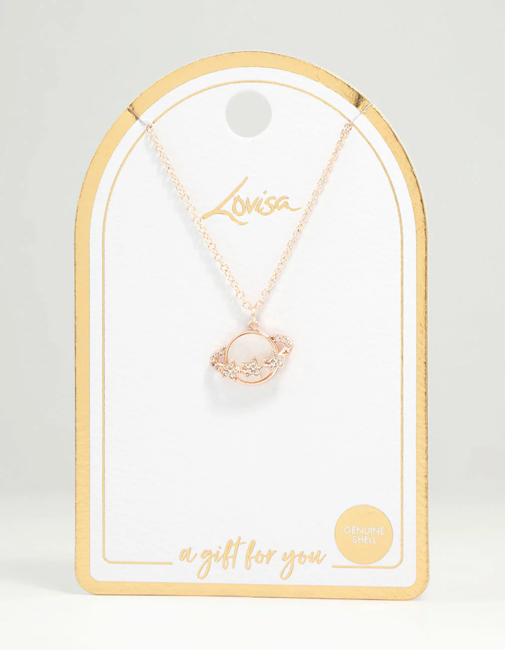Rose Gold Genuine Shell Planet Pendant Necklace - Image 3