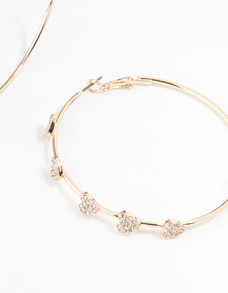 Rose Gold Heart Hoop Earrings - Image 3