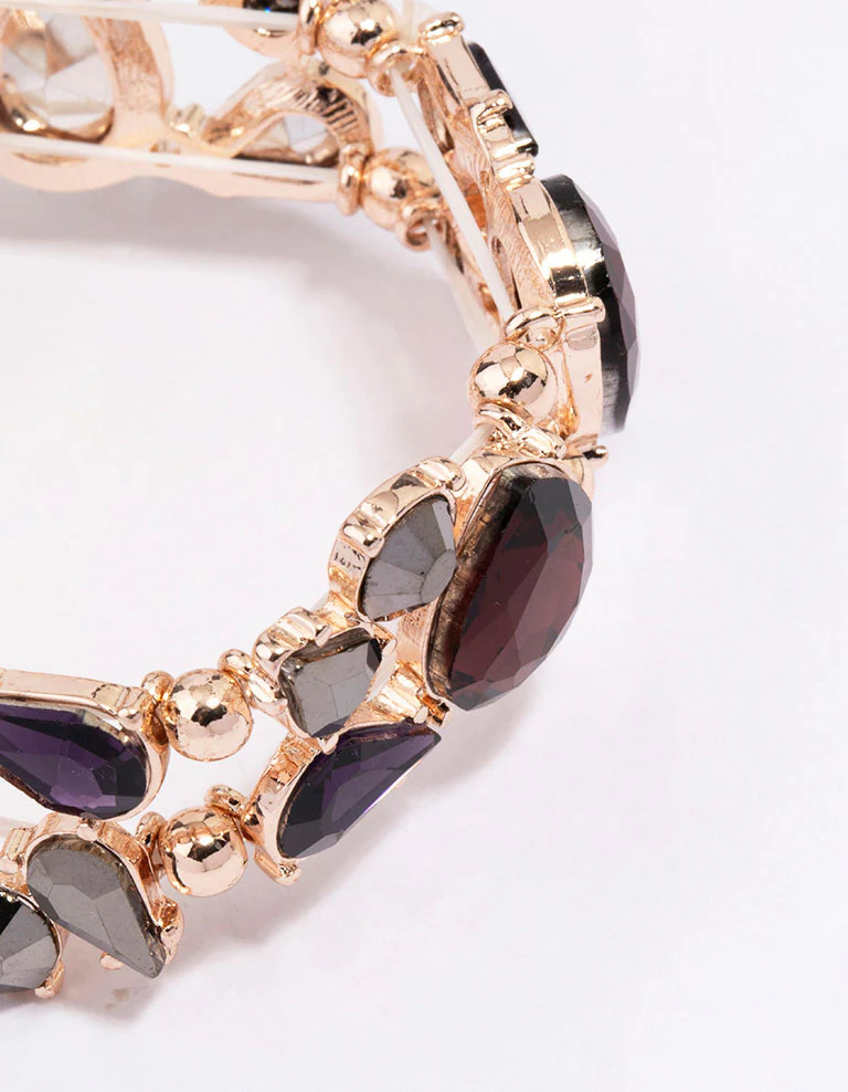 Rose Gold Large Melted Pear Shape Stone Bracelet - Image 2
