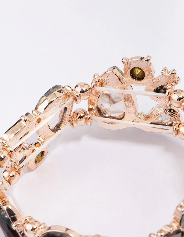 Rose Gold Large Melted Pear Shape Stone Bracelet - Image 3