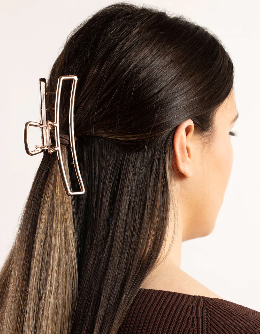 Rose Gold Metal Rectangle Curve Claw - Image 2