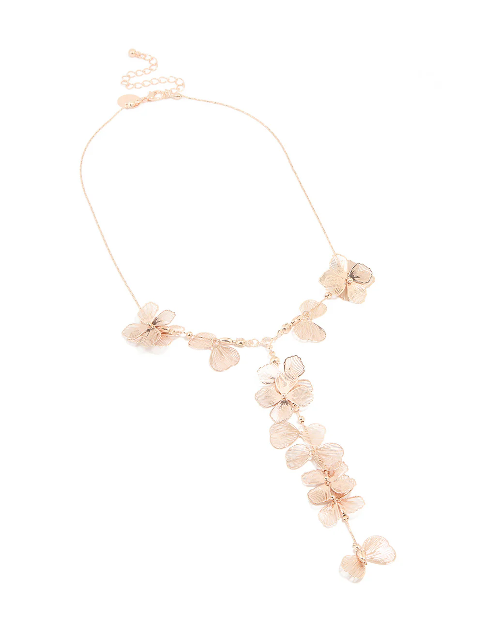 Rose Gold Molten Flower Y-Necklace - Image 2
