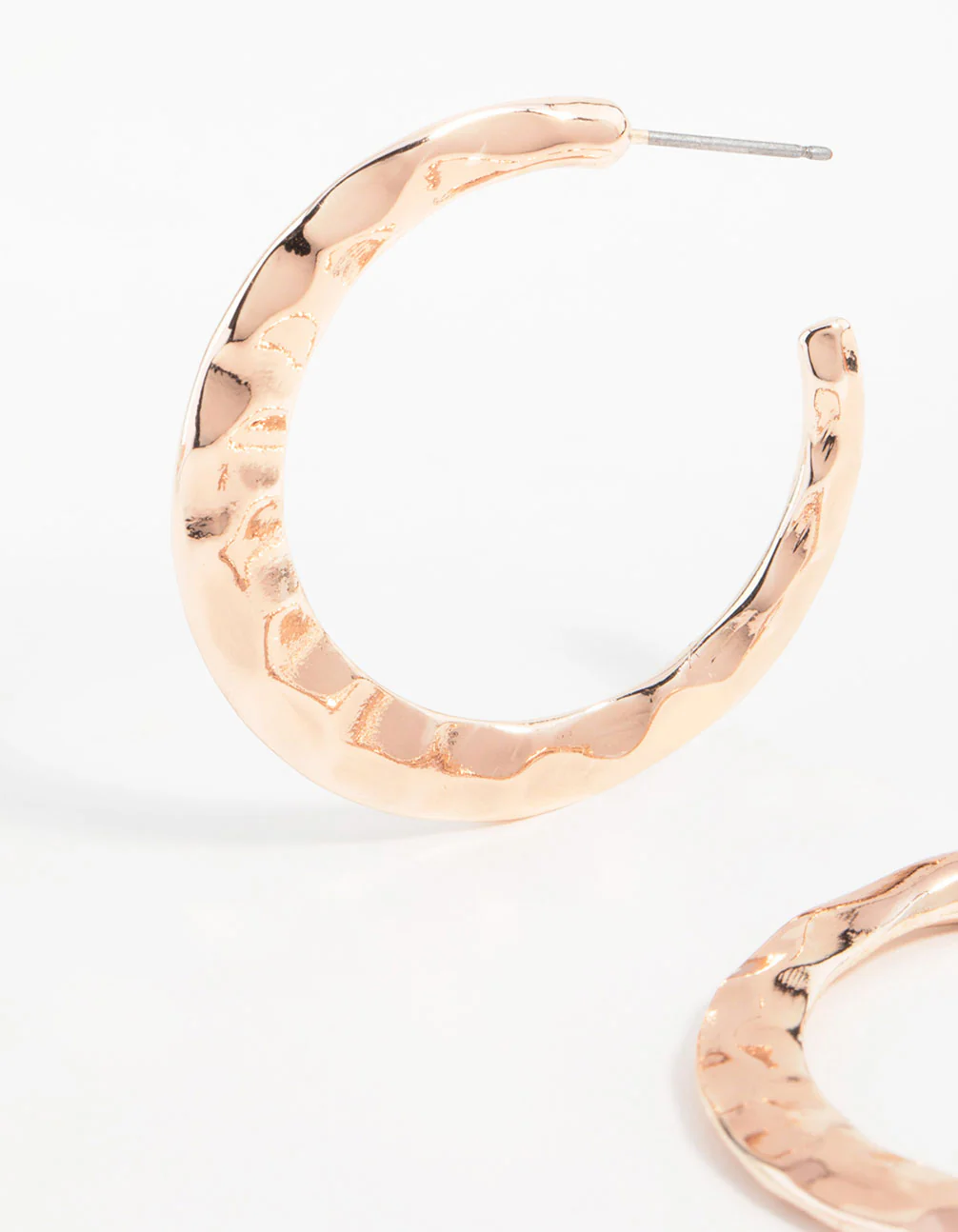 Rose Gold Molten Thin Hoop Earrings - Image 4