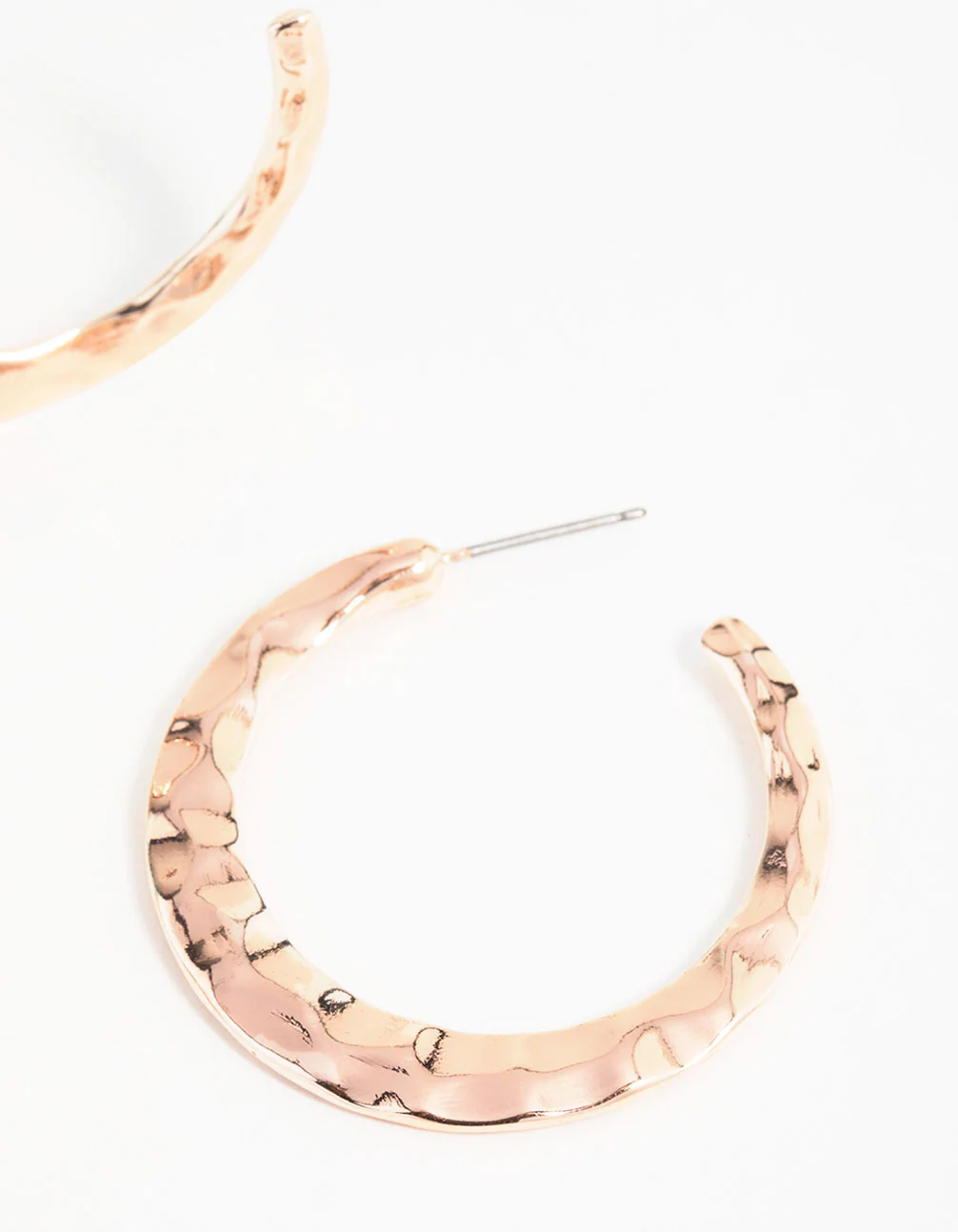 Rose Gold Molten Thin Hoop Earrings - Image 5