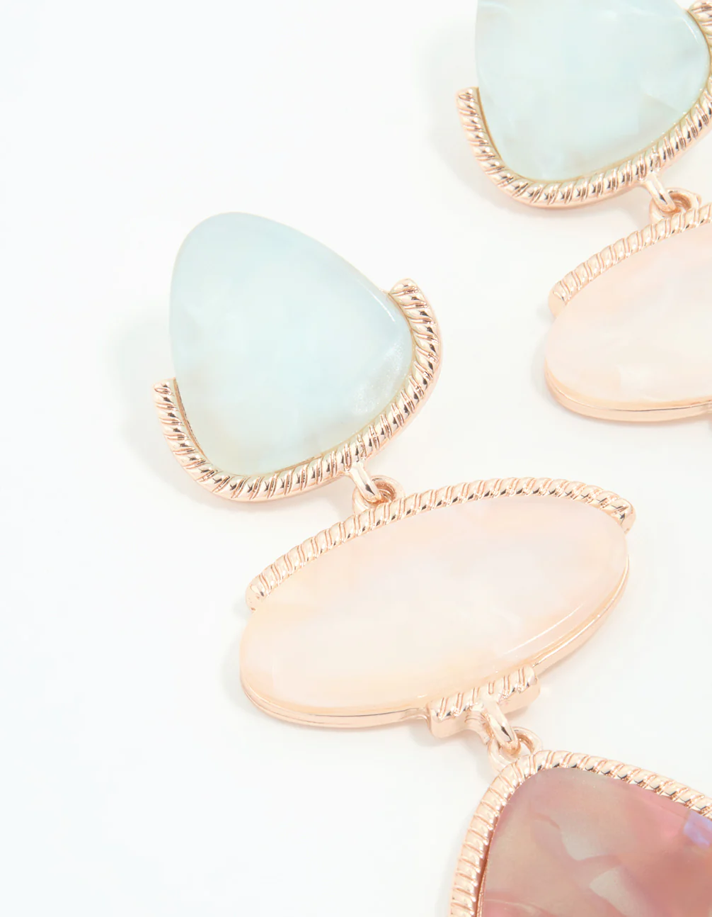 Rose Gold Multicoloured Stone Drop Earrings - Image 4