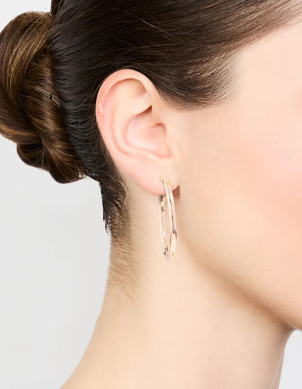 Rose Gold Narrow Hinge Hoop Earrings - Image 2