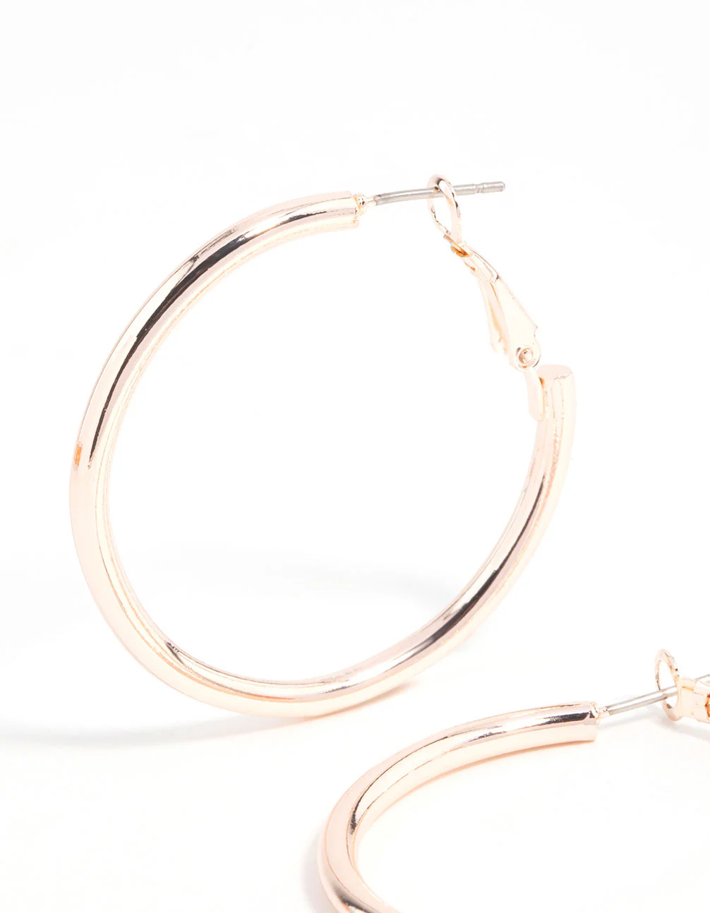 Rose Gold Narrow Hinge Hoop Earrings - Image 4