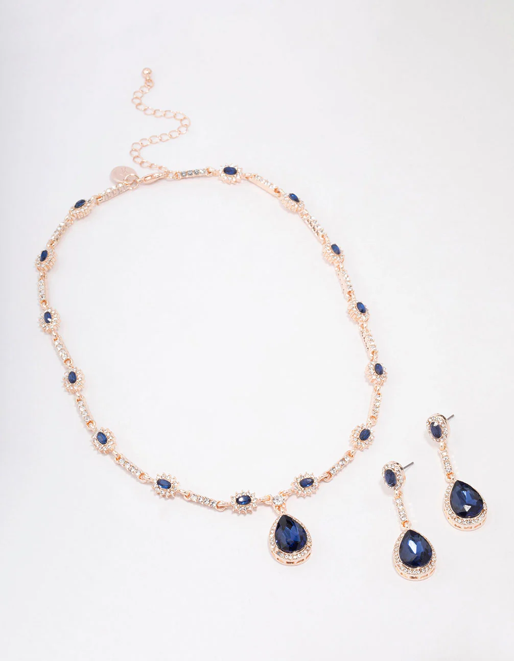 Rose Gold Navy Pear Drop Jewellery Set - Image 2