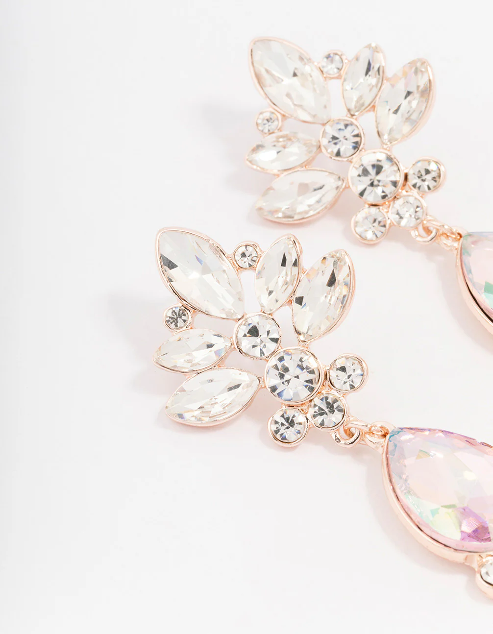Rose Gold Pear Bloom Drop Earrings - Image 2