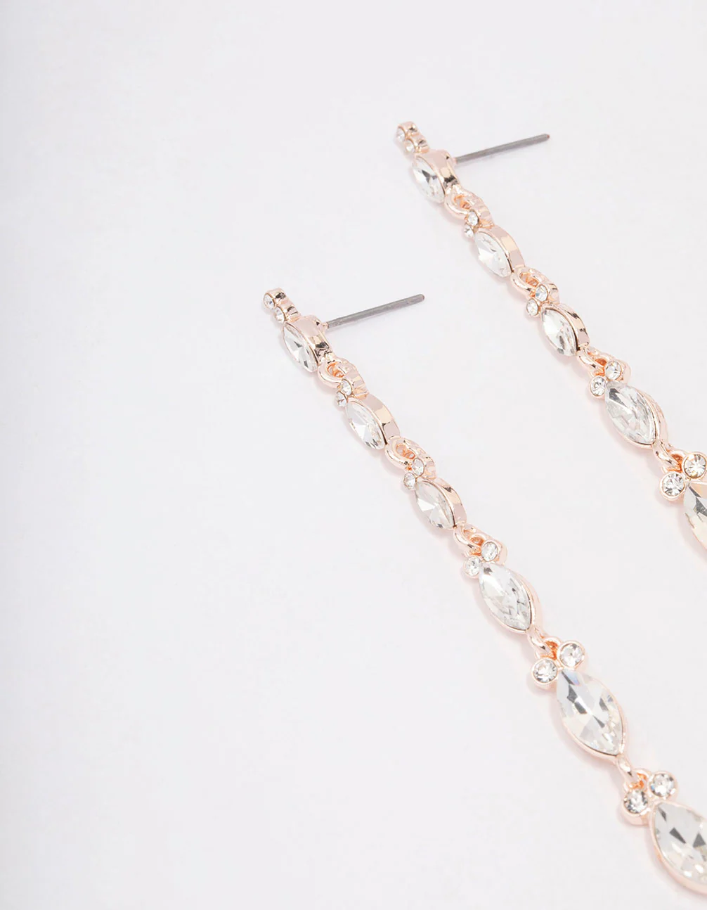 Rose Gold Pear Cup Chain Drop Earrings - Image 2