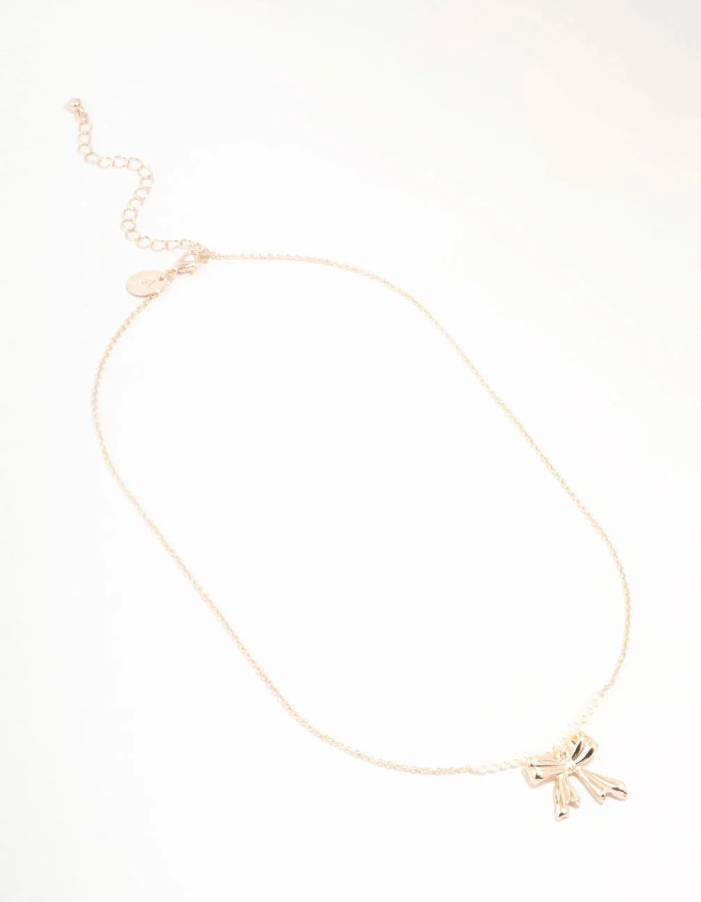 Rose Gold Pearl Bow Necklace - Image 2
