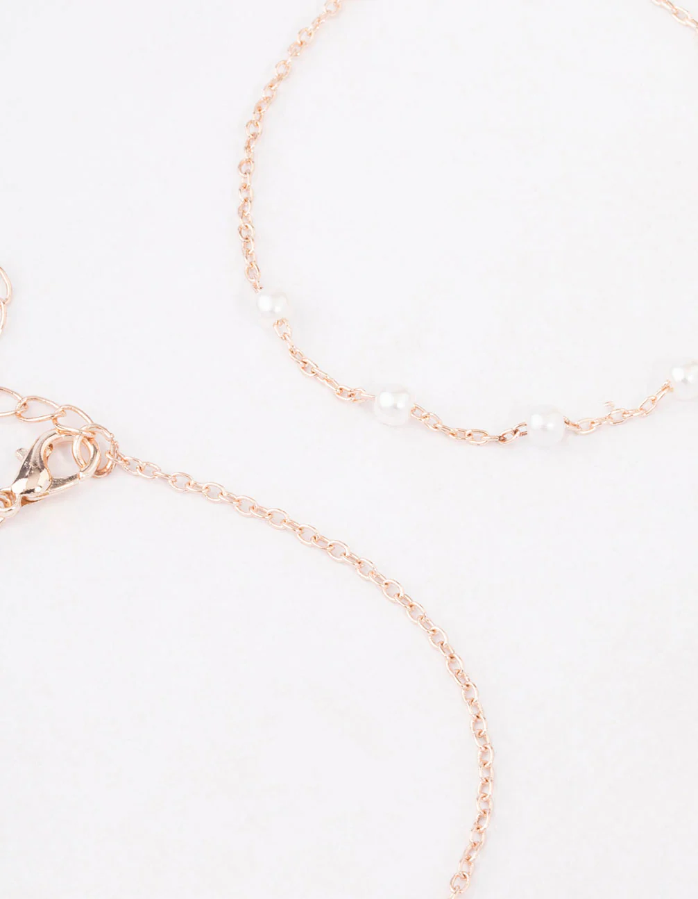 Rose Gold Pearl Diamante Heart Bracelet 2-Pack - Image 2