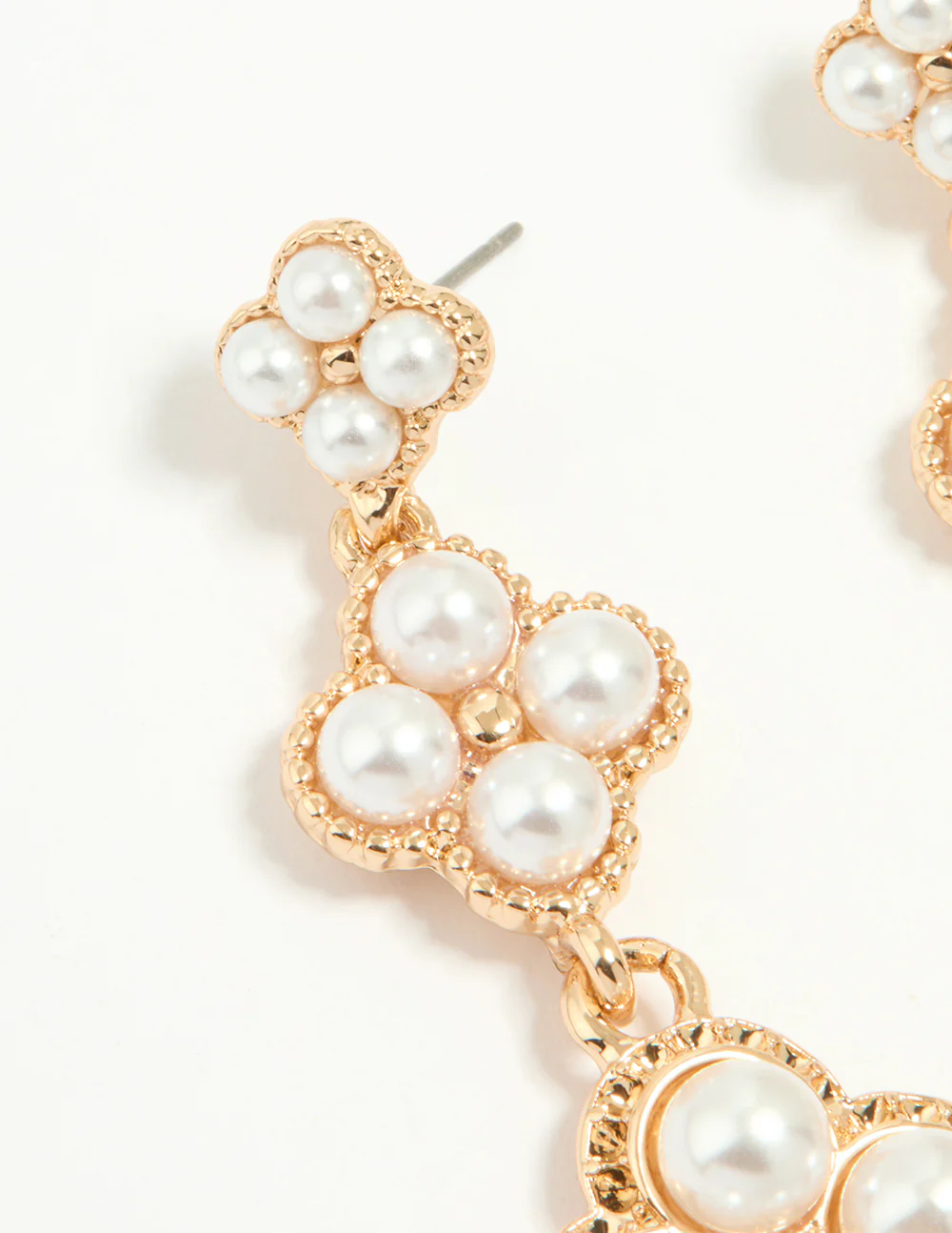 Rose Gold Pearl Flower Drop Earrings - Image 2