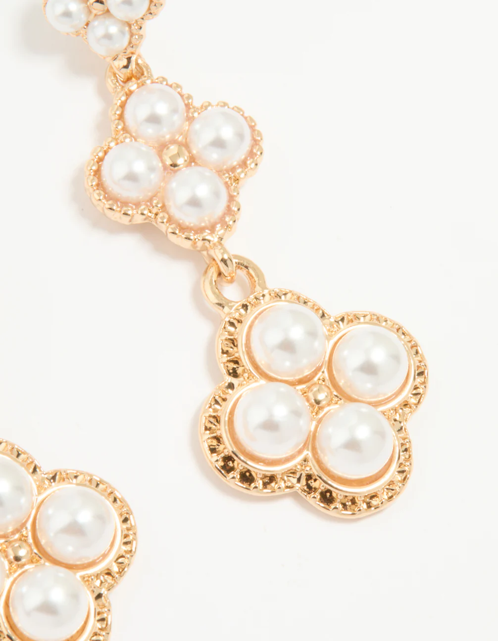 Rose Gold Pearl Flower Drop Earrings - Image 3