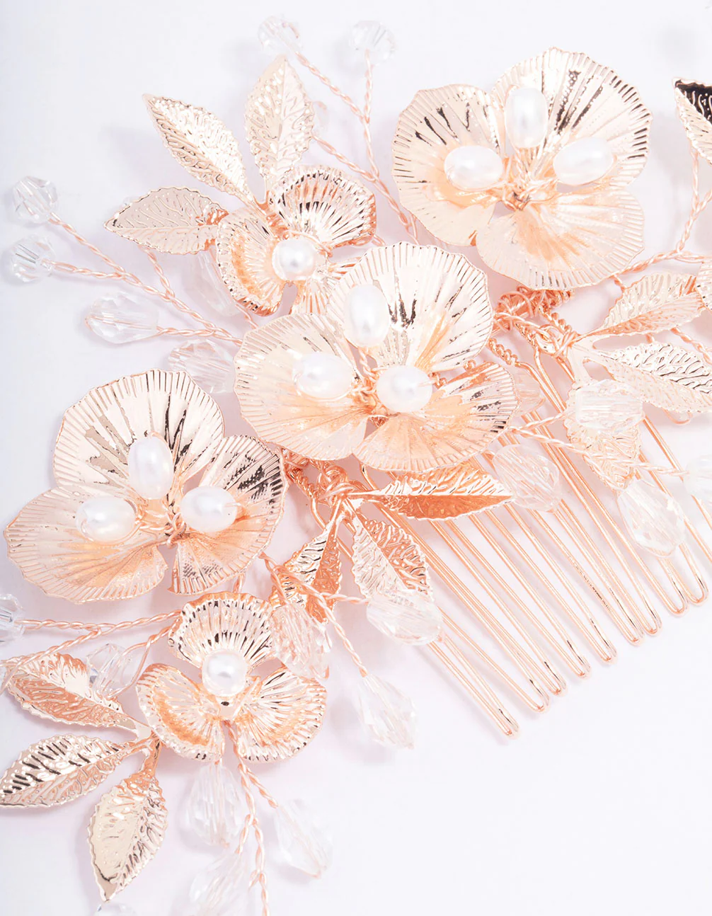Rose Gold Pearl Flower Hair Comb - Image 2