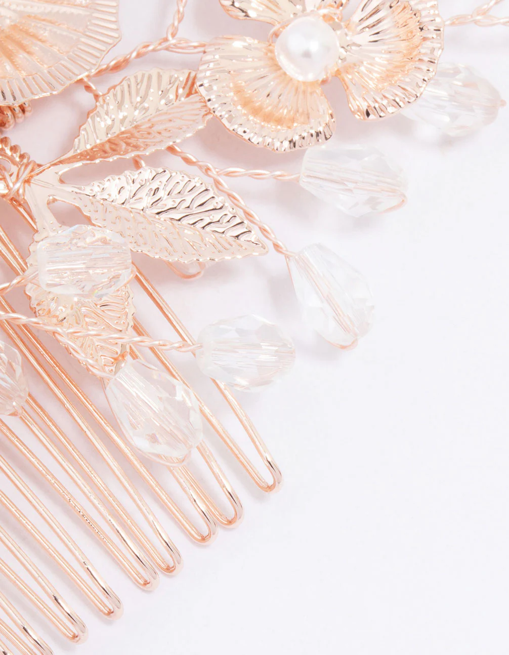 Rose Gold Pearl Flower Hair Comb - Image 3
