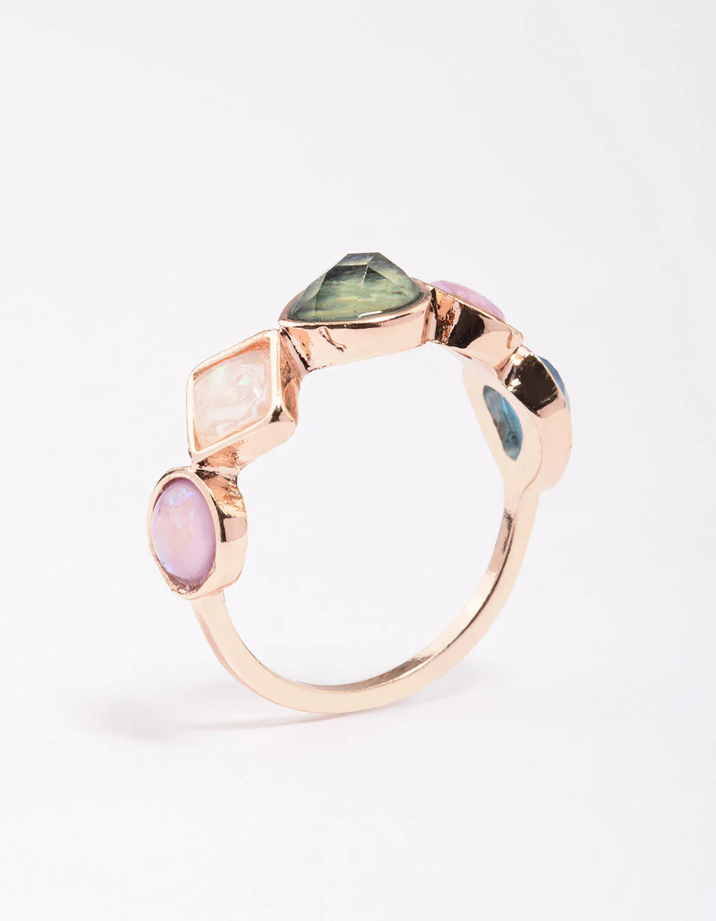 Rose Gold Pebble Stone Band Ring - Image 2