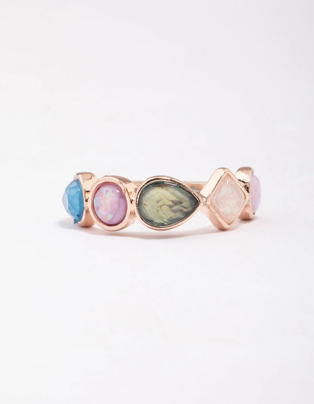 Rose Gold Pebble Stone Band Ring - Image 3