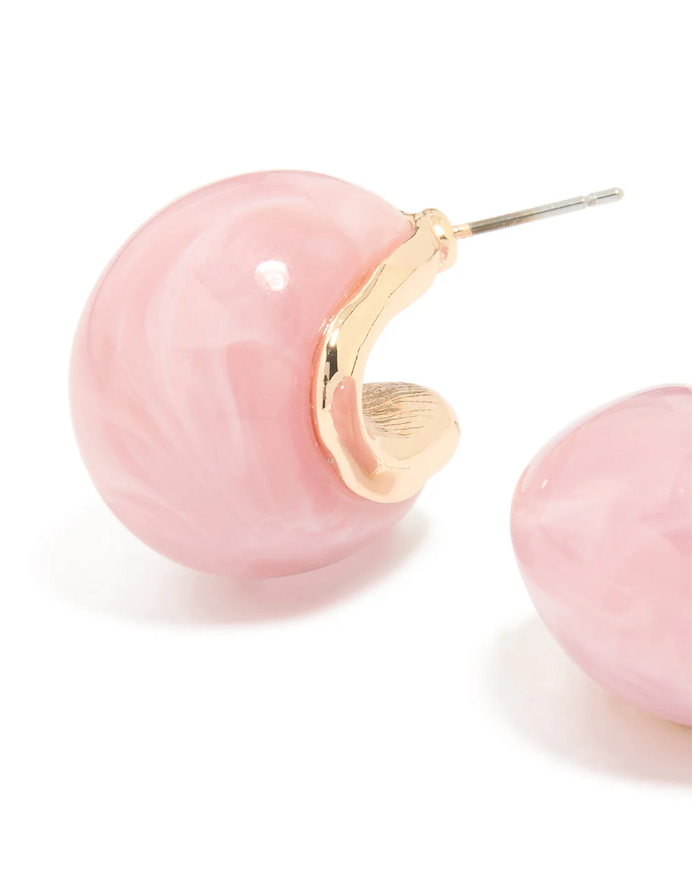 Rose Gold Pink Acrylic Bubble Large Stud Earrings - Image 2