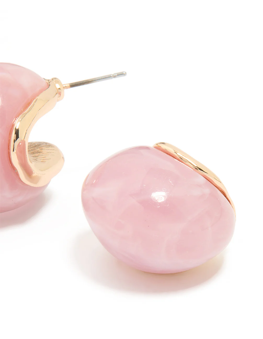 Rose Gold Pink Acrylic Bubble Large Stud Earrings - Image 3