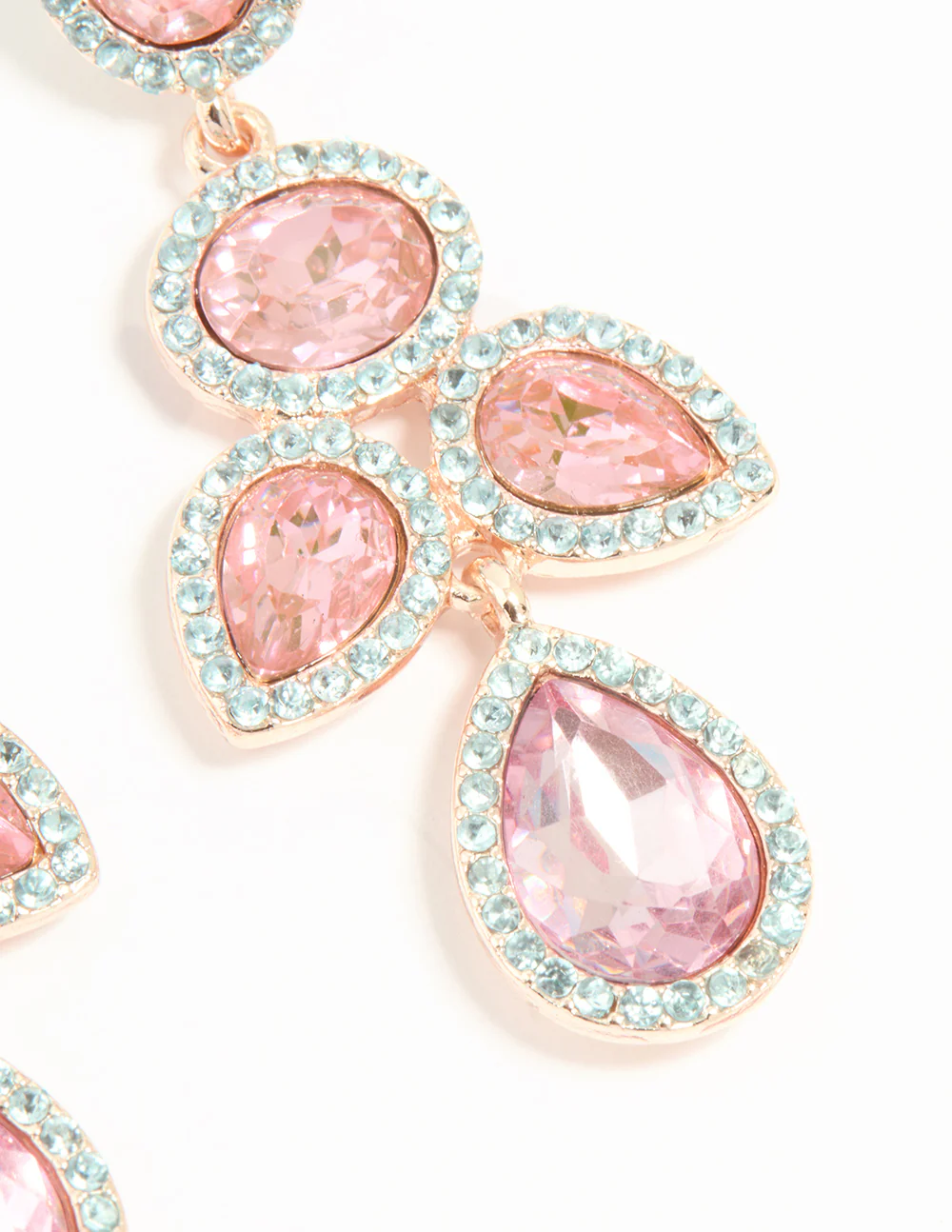 Rose Gold Pink Diamante Opulent Drop Earrings - Image 5