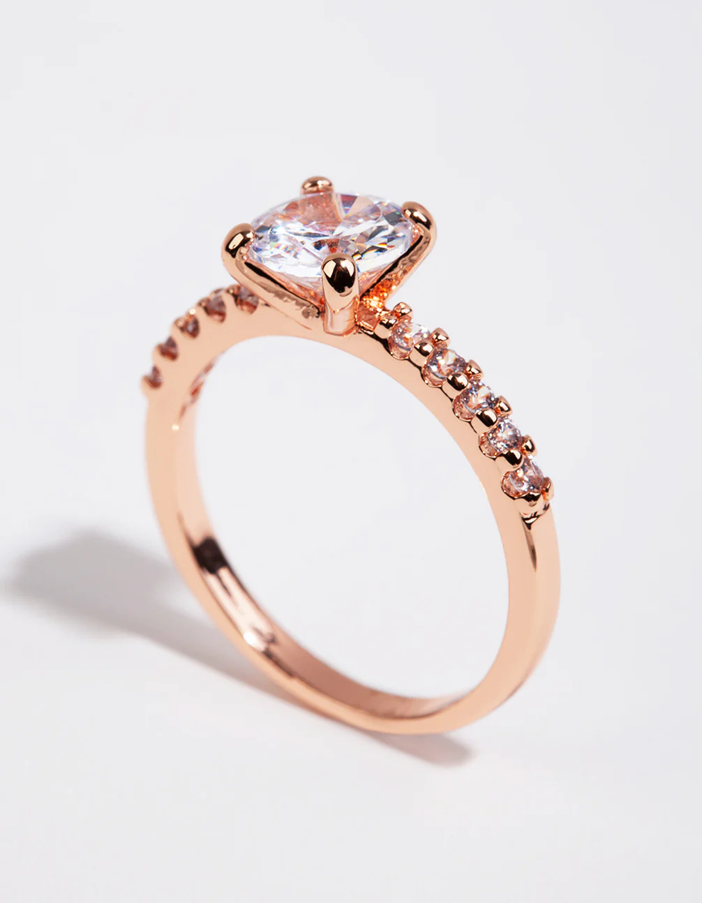 Rose Gold Plated Round Cubic Zirconia Ring - Image 3
