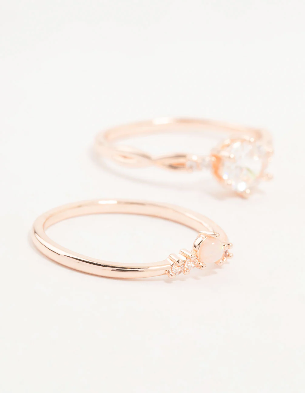 Rose Gold Plated Cubic Zirconia Stacking Rings 3-Pack - Image 2