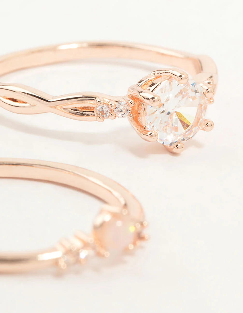 Rose Gold Plated Cubic Zirconia Stacking Rings 3-Pack - Image 3