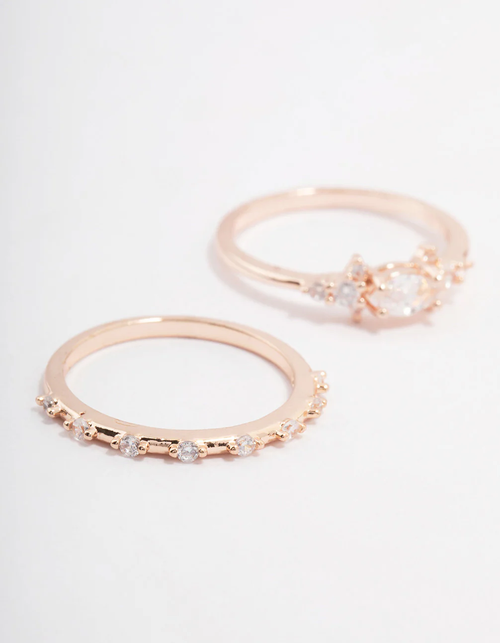 Rose Gold Marquise Stacking Ring 3-Pack - Image 2