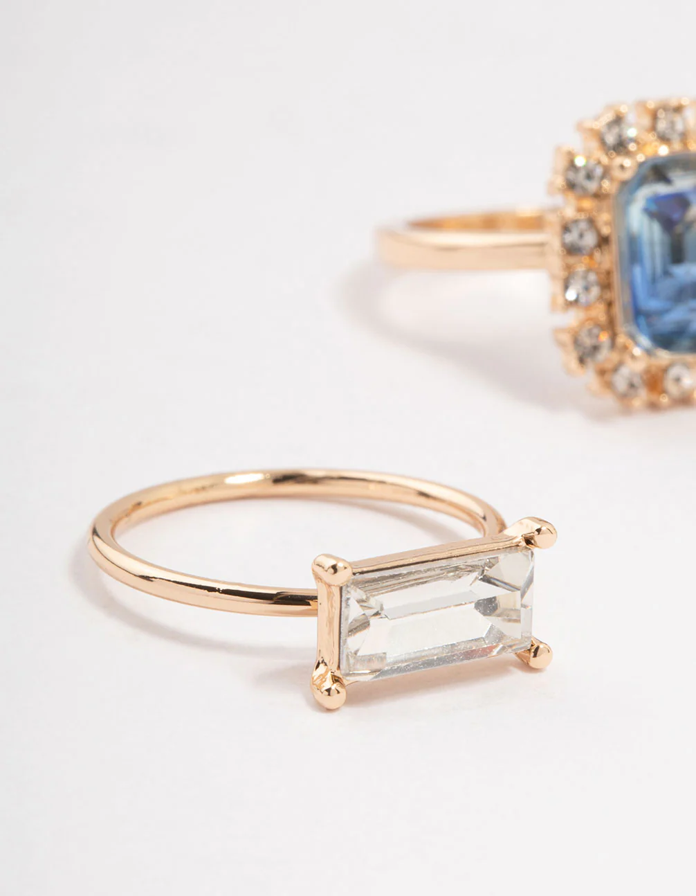 Rose Gold Framed Diamante Rings 3-Pack - Image 2