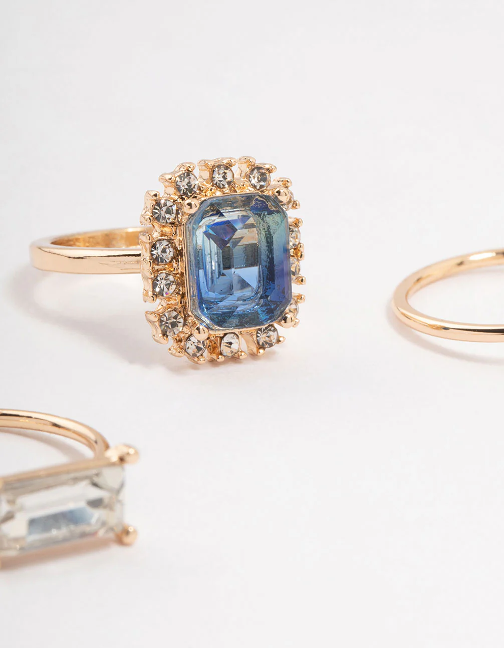 Rose Gold Framed Diamante Rings 3-Pack - Image 3