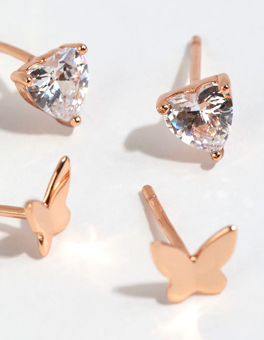 Rose Gold Plated Sterling Silver Butterfly Stud Set - Image 2