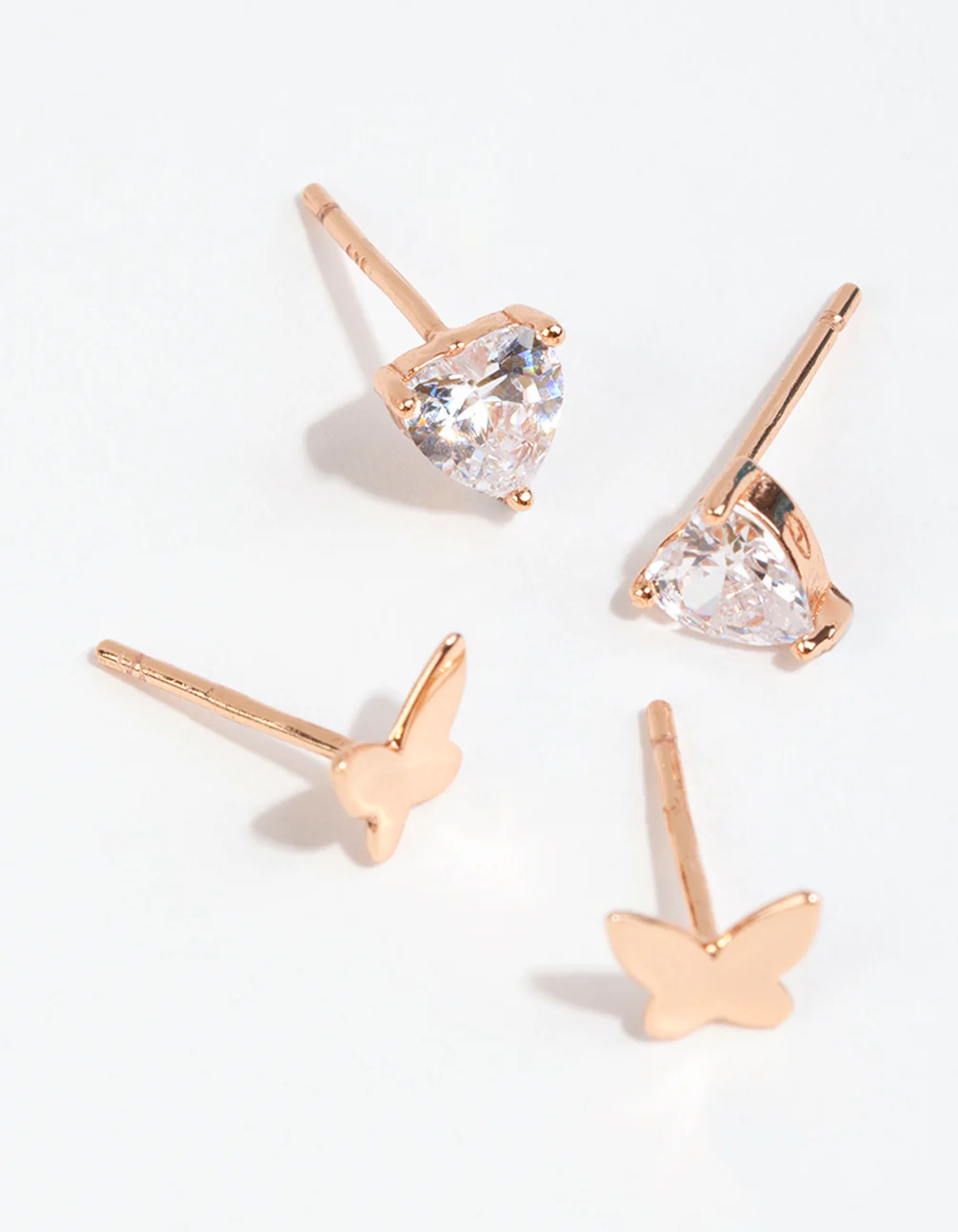 Rose Gold Plated Sterling Silver Butterfly Stud Set - Image 3