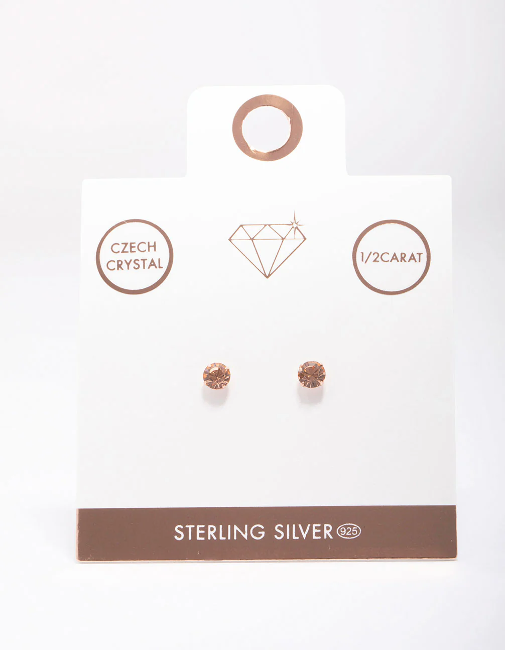 Rose Gold Plated Sterling Silver Czech Crystal Small Stud Earrings - Image 2