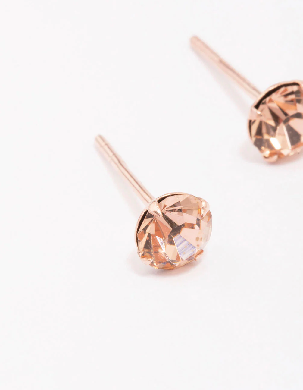 Rose Gold Plated Sterling Silver Czech Crystal Small Stud Earrings - Image 3