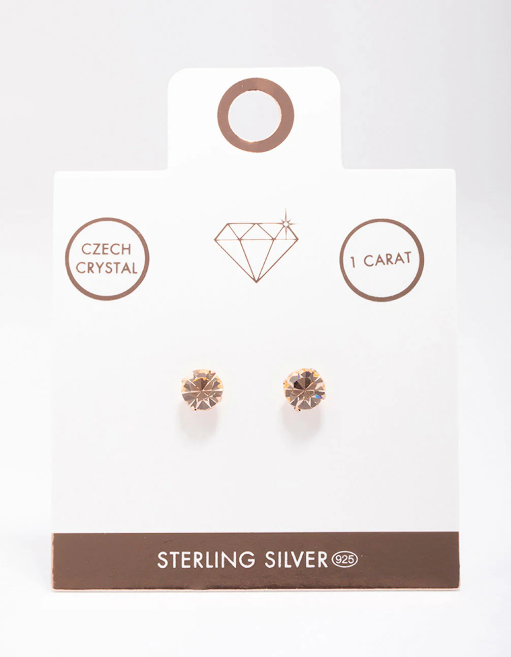 Rose Gold Plated Sterling Silver Czech Crystal Stud Earrings - Image 2