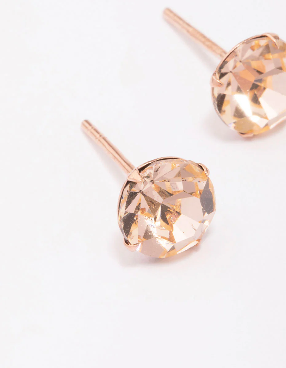 Rose Gold Plated Sterling Silver Czech Crystal Stud Earrings - Image 3