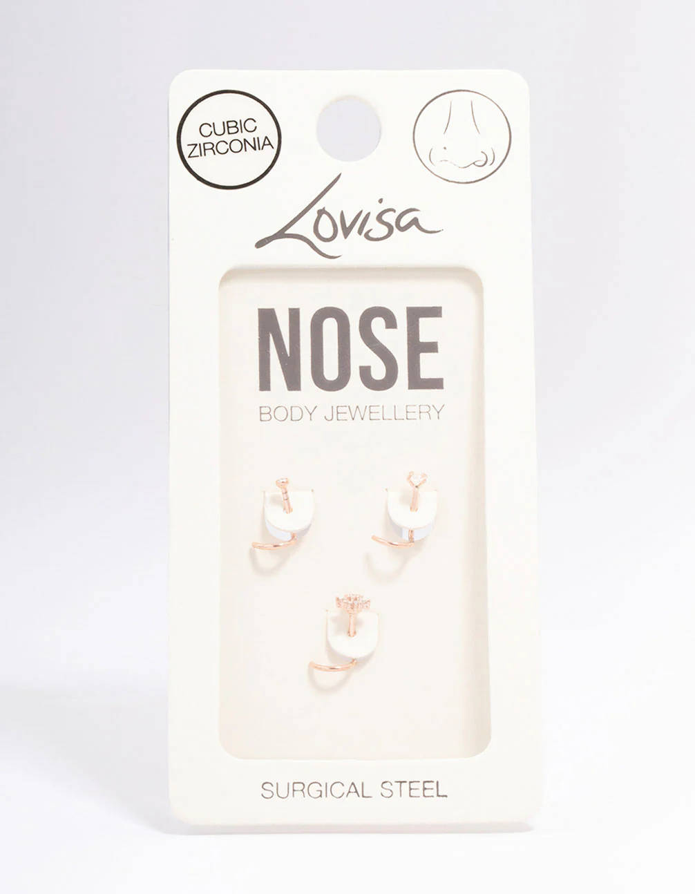 Rose Gold Plated Surgical Steel Flower Nose Piercing 3-Pack - Image 3