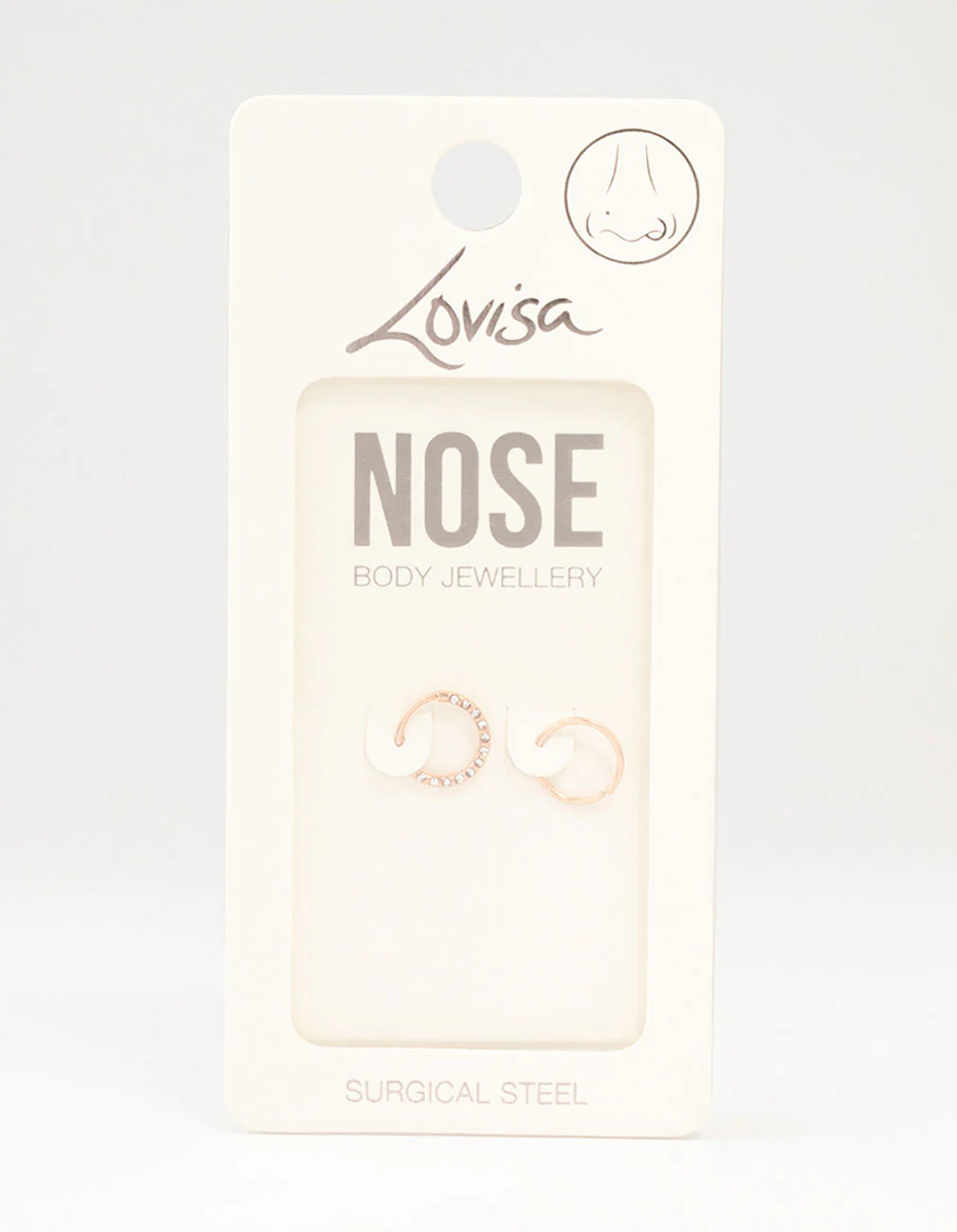 Rose Gold Plated Surgical Steel Textured Nose Rings 2-Pack - Image 3