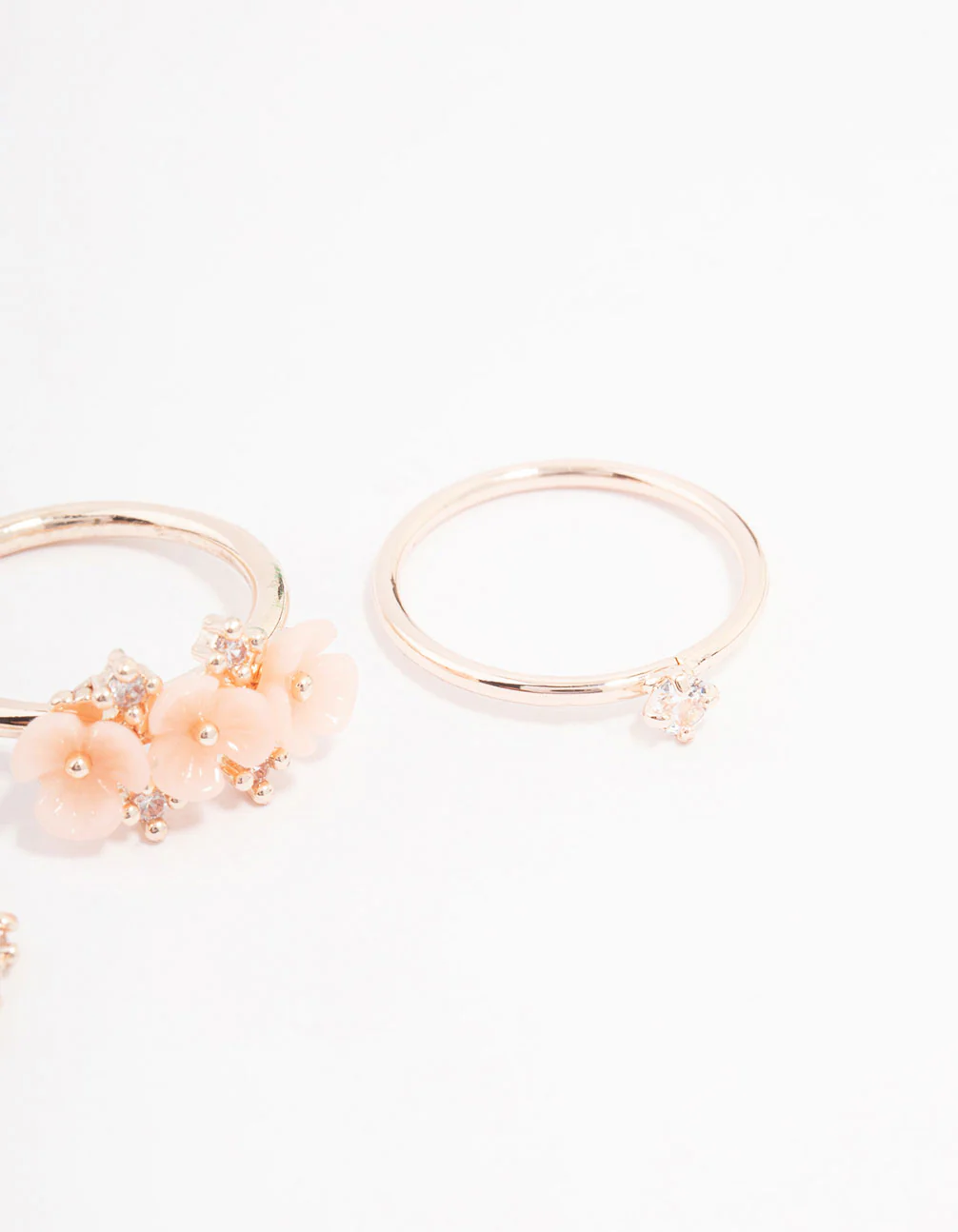 Rose Gold Plated Triple Flower Stacking Ring Pack - Image 3