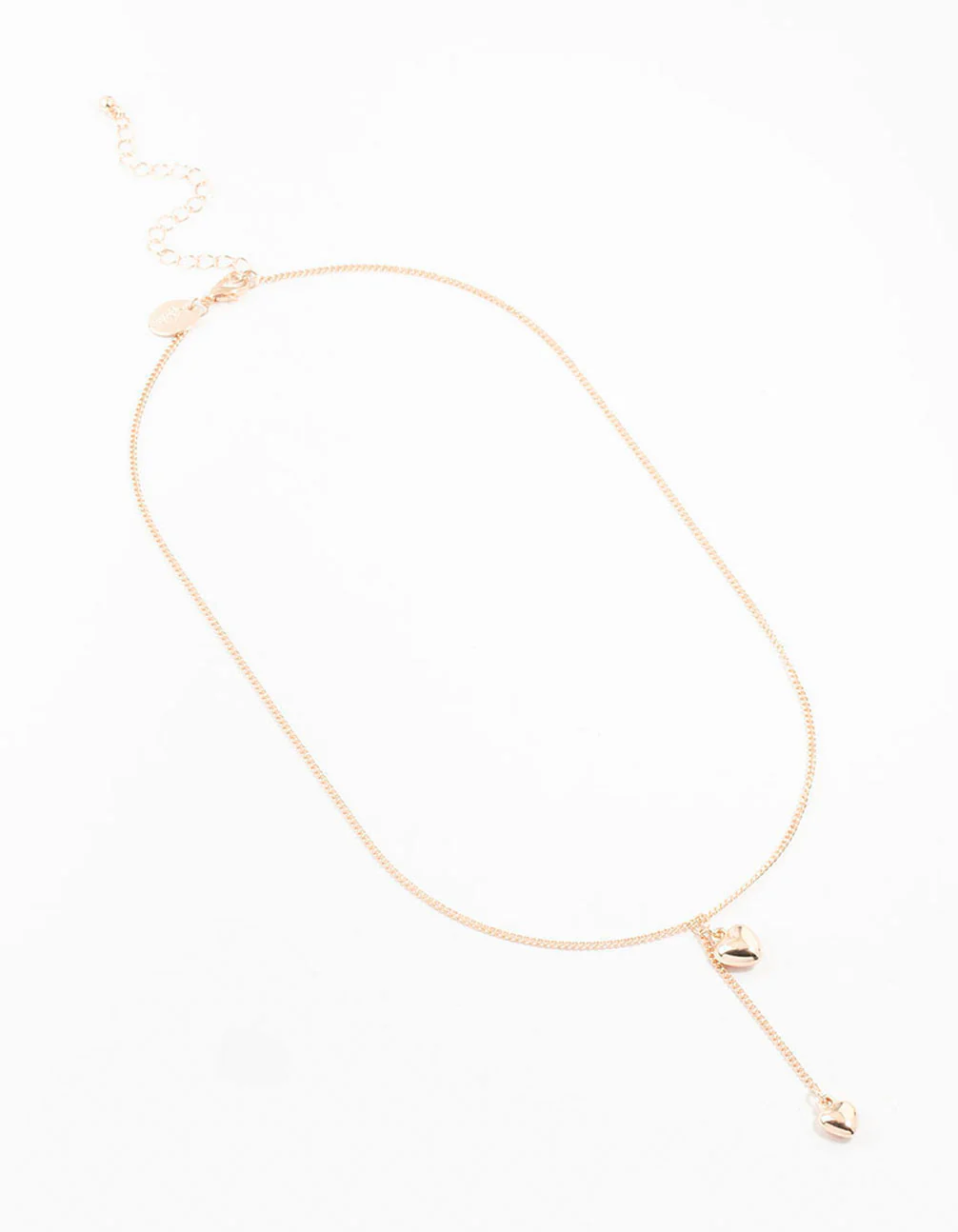 Rose Gold Puffy Heart Drop Necklace - Image 2
