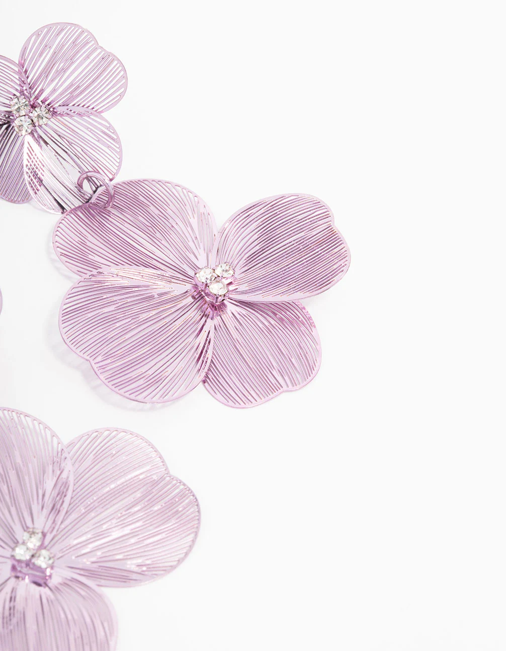 Rose Gold  Purple Coated Lazercut Flower Drop Earrings - Image 3