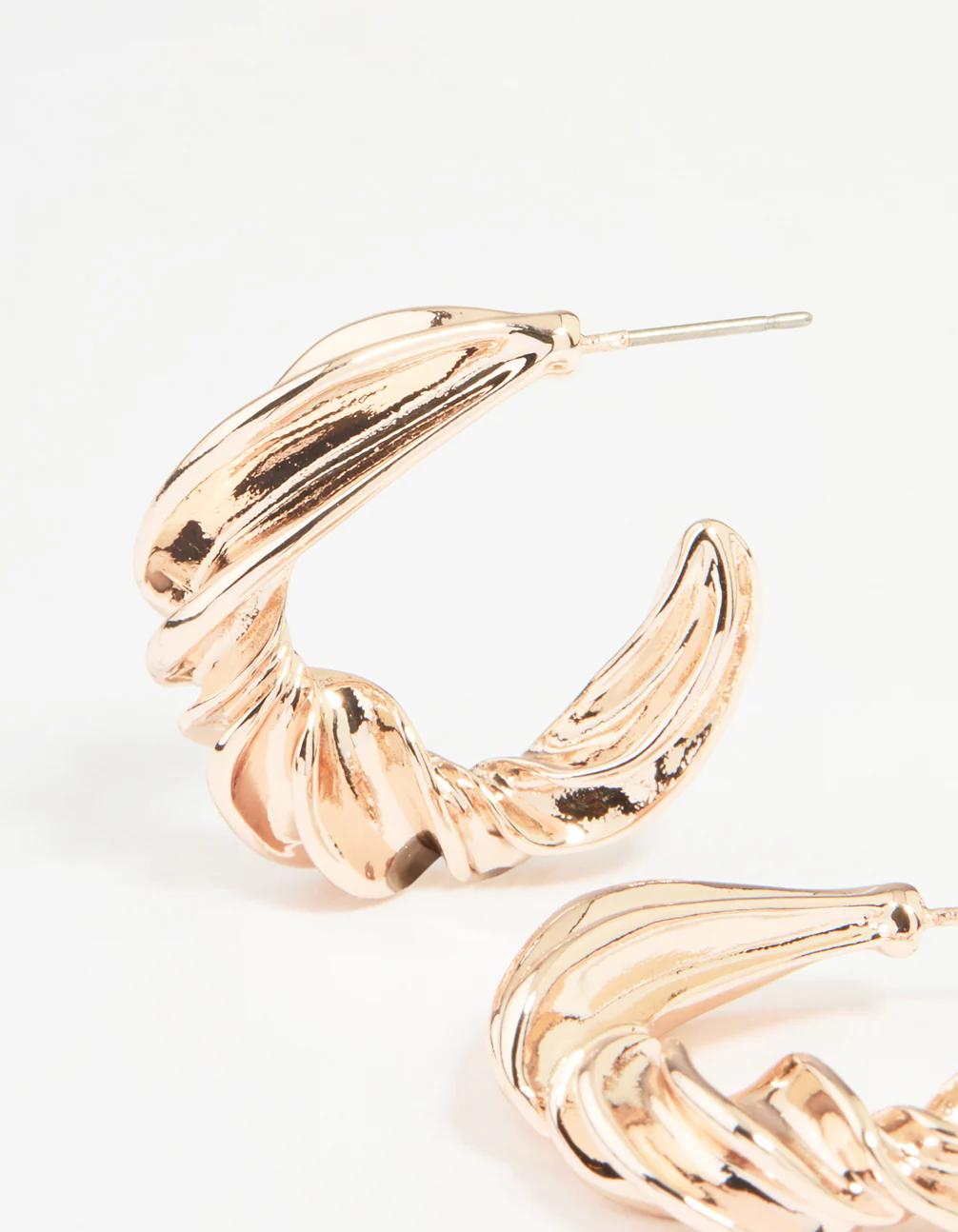 Rose Gold Thick Twisted Hoop Earrings - Image 2