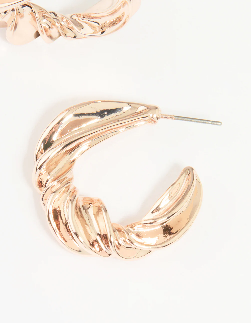 Rose Gold Thick Twisted Hoop Earrings - Image 3
